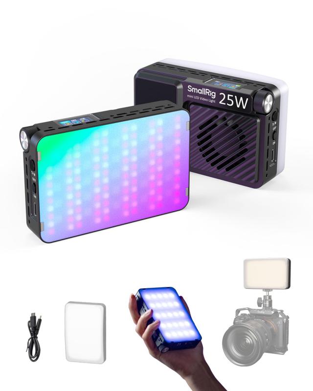 SmallRig ミニLED RGBビデオライト、LCDディスプレイ、TikTok、Youtubeコンテンツクリエイターや写真家へのギフトに最適なポータブルカメラライト、2500K-10000K CRI 96 TLCI 99、マグネット式マウント-535