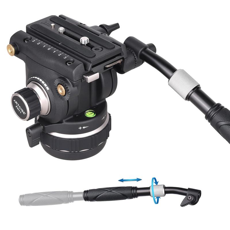 ARTCISE フルード ビデオ雲台 ダンピング調整可能 アルミ合金三脚用流体雲台 ハンドル三脚ヘッド DSLR/デジタル/一眼レフ/カメラビデオ用三脚雲台 最大荷重12キロ|LAPPISTORES