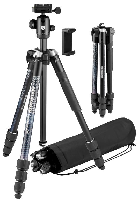 マンフロット(Manfrotto) Element MII 軽銀4段三脚一揃いの道具BK スマホクランプ嘱する 最大限度高160糎 書き込み高42.5糎 用心深さ1.55kg 耐荷重8kg ４段 捻じれ鍵を掛ける キャリングバッグ嘱する ボ