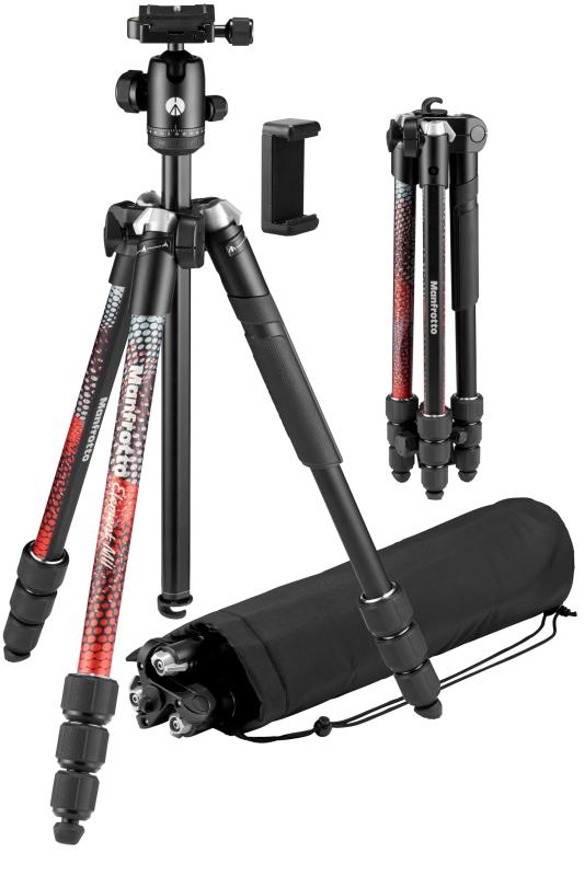 マンフロット(Manfrotto) 周遊三脚 Element MII 軽銀4段三脚一揃いの道具 赤いこと 軽さ 用心深さ 1.55kg 耐荷重 8kg 最大限度 160糎 書き込み高 42.5糎 どんぶり鉢雲台 旅する 山登り キャリングバッグ JP A00015BM