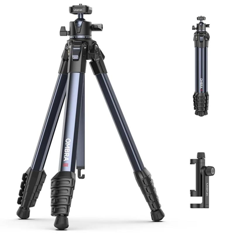 Ulanzi T156 OMBRA II 周遊三脚 耐荷重10kg 360°見晴らし雲台 最大限度高さ156糎 5段伸縮脚 パウダーコンパクト納める 持ちはこぶ助けになる スマホ＆写真機両相応う 黒いこと