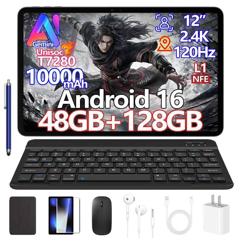 P12 Android16 12in 大画面 経口避妊薬 Gemini 人工知能学役立つこと 8中核グループ 中央処理装置 48GB ランダムアクセス記憶装置+128GB ロム+2肺結核取りひろげる可 2.4K 解像力 120サイクル高リフレッシュ割り合い 10000mAh大電気容量蓄電池 Widevine