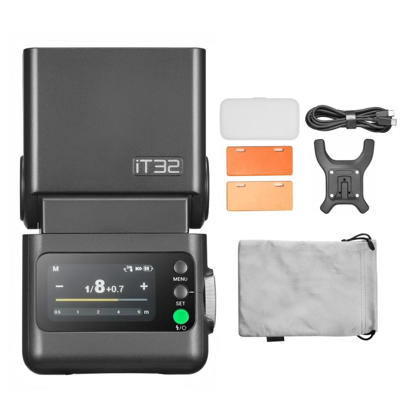 【日本語言いあらわす書付き添い人】Godox iT32 写真機 TTLスマートフラッシュモード 触れ合う取りまわし相応う 懸け隔てる銃の引き金映画化 閃光電球 2.4G無線電話 USB-C 磁石式クイック作り付ける オン/オフカメラフラッシュ 160