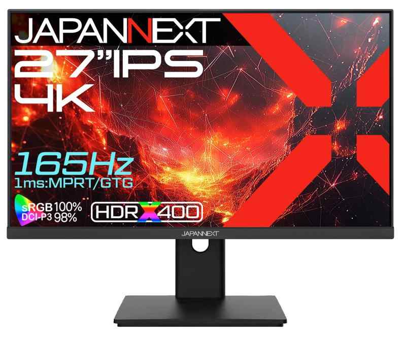 JAPANNEXT 27in IPSダイアログボックス積み上げる 165サイクル相応う 4K(3840x2160)解像力 ゲーミングモニター JN-i27G165U 1ms(GTG:OD時/MPRT) HDMI2.1 DisplayPort HDR400好いかげんに sRGB:10