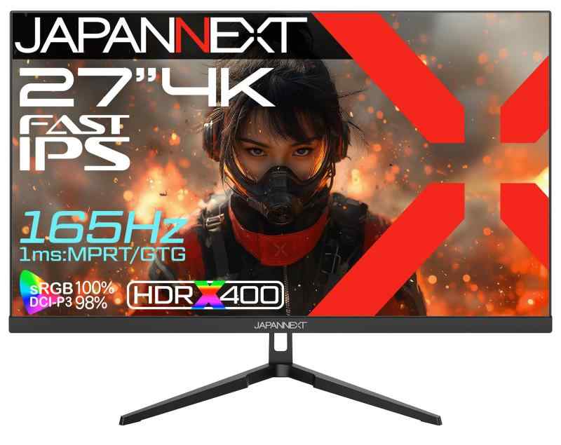 JAPANNEXT 27in FAST IPSダイアログボックス積み上げる 165サイクル/1ms(MPRT)相応う 4K(3840x2160)解像力 ゲーミングモニター JN-IPS27G165U HDMI2.1 DP sRGB:100% DCI-P3:98% HDR400