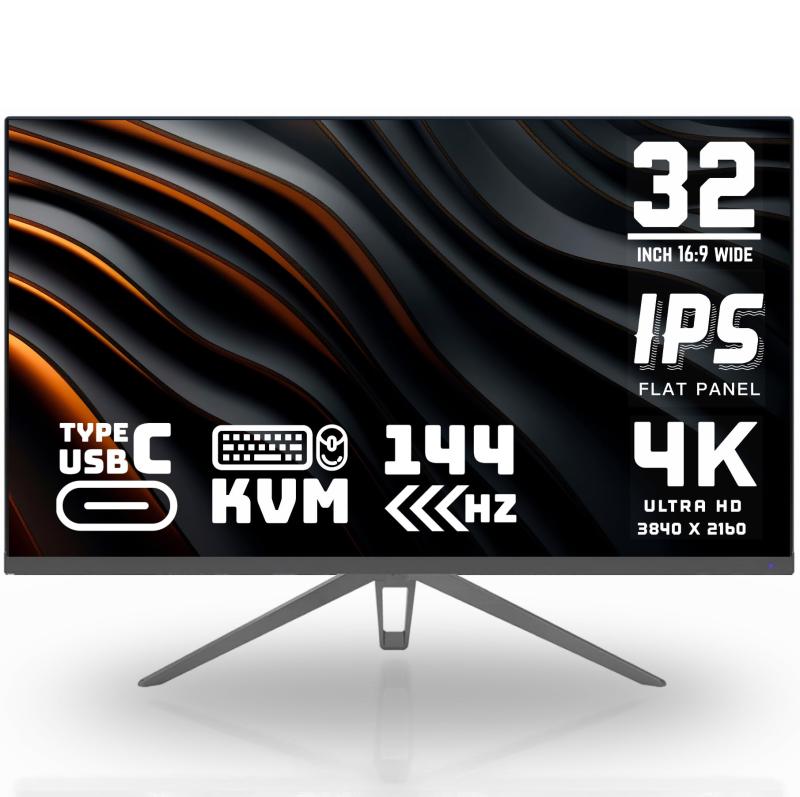 ゲーミングモニター 4K 32in 144サイクル IPS/1ms/なおなお書き5相応う/KVM/HDMI 2.1/DP1.4/USB Type-C/非光輝 YSM-AD320U144HZ