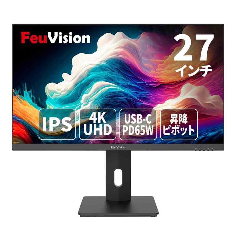 FeuVision パソコン管する 27in 4K IPSダイアログボックス 液晶見せびらかす 3840×2160 USB Type-C 65W給電 高さ合わせる 中枢相応う 非光輝 HDMI DP FSID27UU0EA