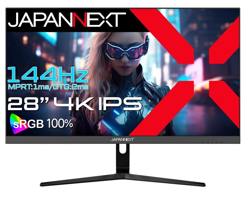 JAPANNEXT 28in IPSダイアログボックス積み上げる 144サイクル/1ms(MPRT)相応う 4K(3840x2160)解像力 ゲーミングモニター JN-IPS28G144U HDMI2.1 DisplayPort sRGB:100% HDR なおなお書き5 4K:12