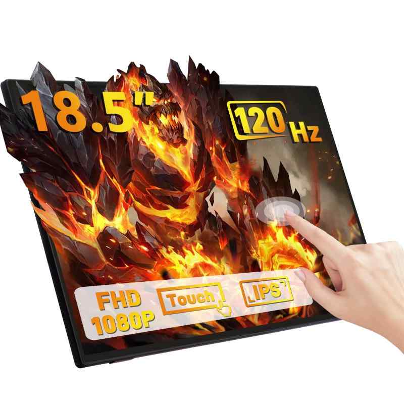 GeeekPi 18.5in 1920x1080 静電電気容量式タッチスクリーン 100-120サイクル IPS見せびらかす ポータブルスクリーンモニター、Raspberry Pi 5/4B/3B/3B+の備え付けるを受け支える