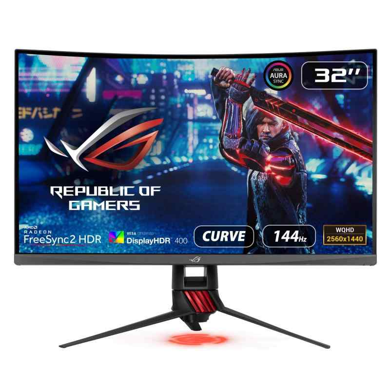 ASUS 曲線状の形 ゲーミングモニター ROG Strix XG32VQR 31.5in なおなお書き5相応う WQHD 広可視性角178° 144サイクル HDR400 FREESYNC 2 HDR DCI-P3 HDMI×2界面高さ合わせる