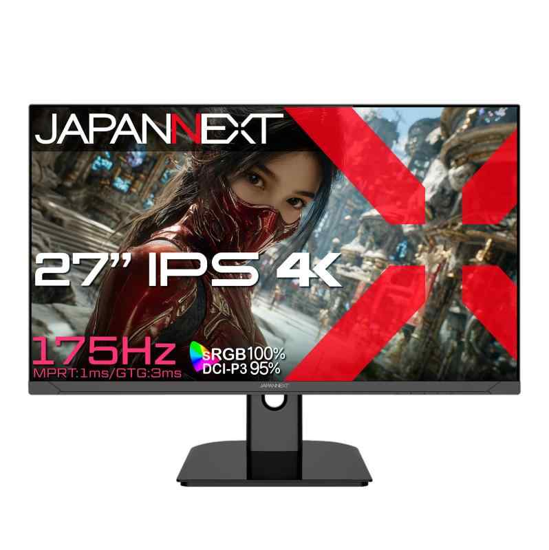 【EC敷き地】 JAPANNEXT 27in IPSダイアログボックス積み上げる 175サイクル/1ms(MPRT)相応う 4K(3840x2160)解像力 ゲーミングモニター JN-IPS27G175U HDMI2.1 DP(DSC) sRGB:100% DCI-P3:95