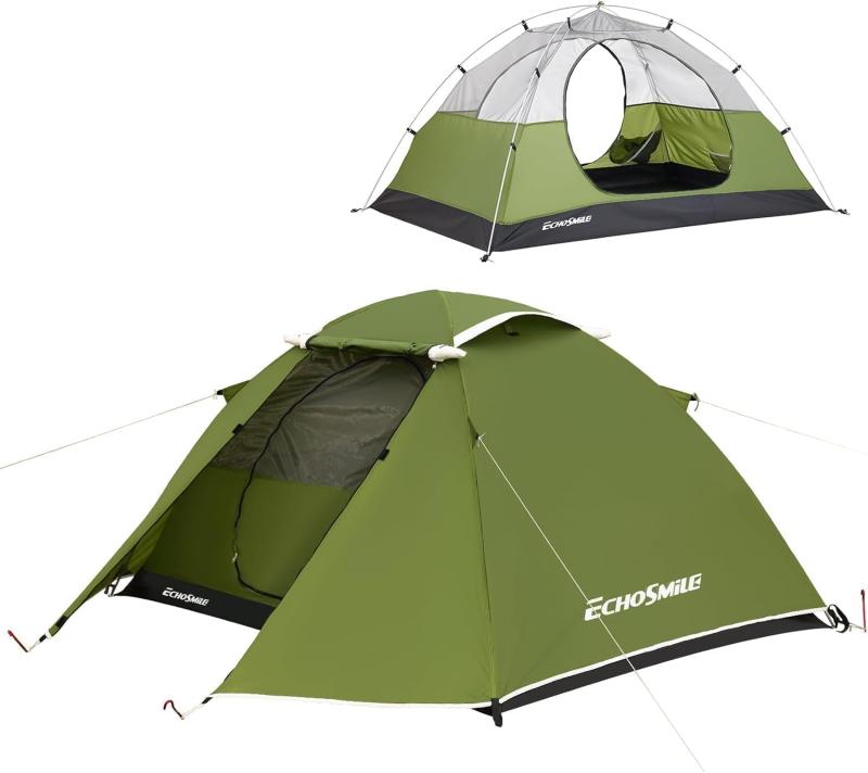 EchoSmile テント 2/3人用 キャンプテント 5分 簡単組立 防水 耐水圧3000mmフルクローズ UVカットアウトドア ファミリー テント|LAPPISTORES