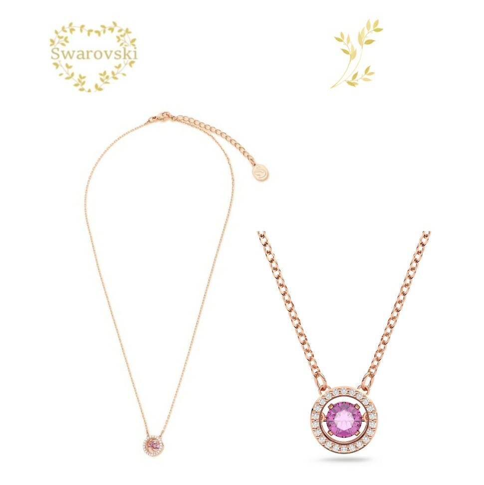 SWAROVSKI 5620551 スワロフスキーネックレス Sparkling Dance ラウンド, パープル, ローズゴールドトーン・コーティングペンダント プレゼント アニバーサリー 記念日 並行輸入品