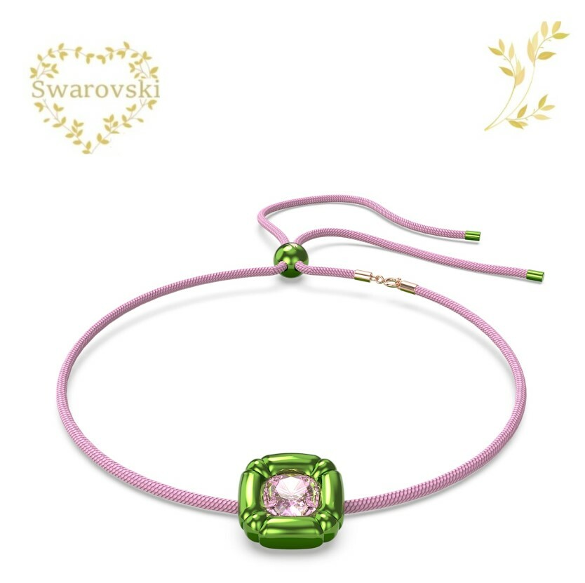SWAROVSKI ネックレス 5601585 スワロフスキー Dulcis ネックレス クッションカット, グリーン ピンク ペンダント プレゼント 記念日 アニバーサリー 並行輸入品|ラプラージュ 店
