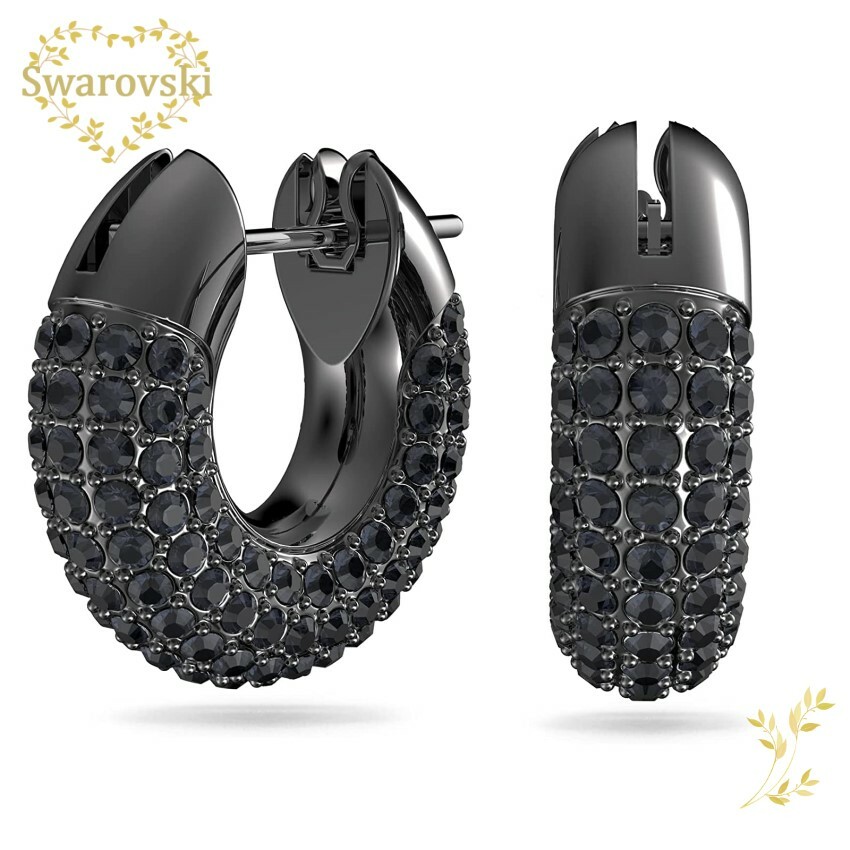 スワロフスキー　Swarovski Stoneフープピアス 楽天市場】スワロフスキー デクステラ フープピアス パヴェ ブラック