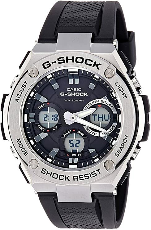 CASIO 腕時計　GST-S110-1A　G-SHOCK 　海外モデル　G-STEEL アナログ - デジタルワールドタイム　ソーラー シルバー　ブラック　 並行輸入品　スポーティ　ビジネス　防水　記念日　プレゼント