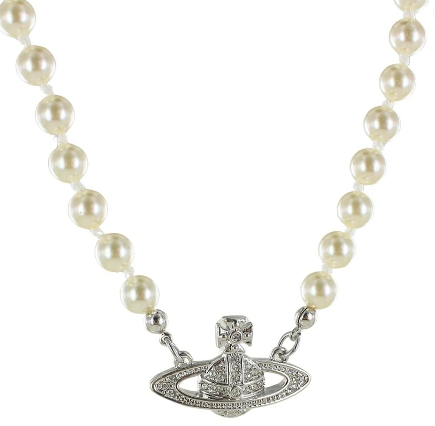 ヴィヴィアンウエストウッド ネックレス レディース Mini BAS Relief Pearl シルバー ホワイト 63010100-02P104 VivienneWestwood 並行輸入品｜ラプラージュ　店