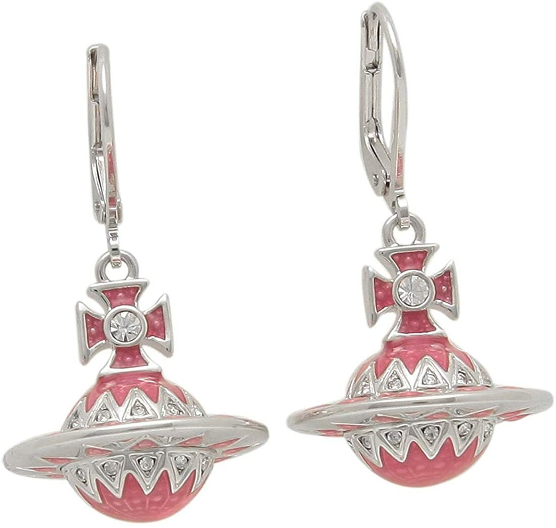 Vivienne Westwood ピアス 62020072-W166 ARETHA ORB EARRINGS ピンク シルバー フックデザイン 並行輸入品 プレゼント 記念日 誕生日 アニバーサリー|ラプラージュ 店