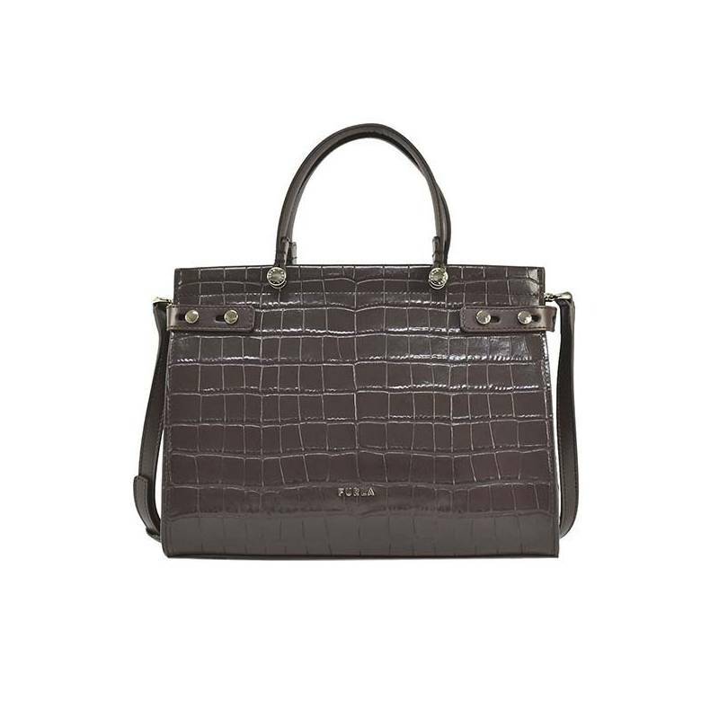 FURLA　ハンドバッグ　BAWC01L-KO0-GAF　フルラ　ショルダーバッグ　LADY M ブラウン ブランドロゴ 型押しレザー 並行輸入品　通勤　通学｜ラプラージュ　店 26,585円