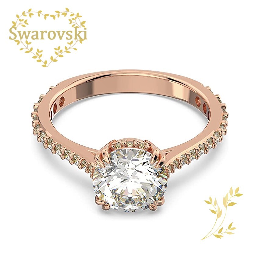 SWAROVSKI　リング　5642645　スワロフスキー　Constella リング　プリンセスカット、パヴェ, ホワイト, ローズゴールドトーン・プレーティング　58号 ( 日本サイズ 17号 )　クリスタル　プレゼント　誕生日　記念日　アニバーサリー　ラグジュアリー　並行輸入品