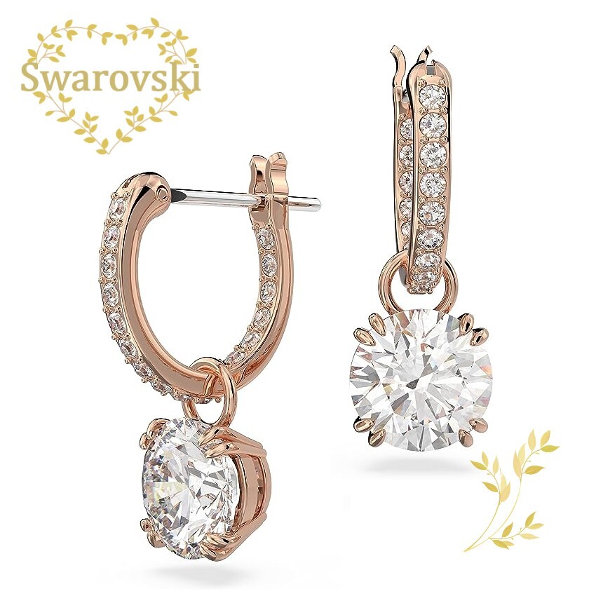SWAROVSKI　ピアス　5639975　Constella ドロップピアス　ラウンドカット, ホワイト, ローズゴールドトーン・プレーティング　レディース 　プレゼント 記念日 誕生日 アニバーサリー　並行輸入品｜ラプラージュ　店