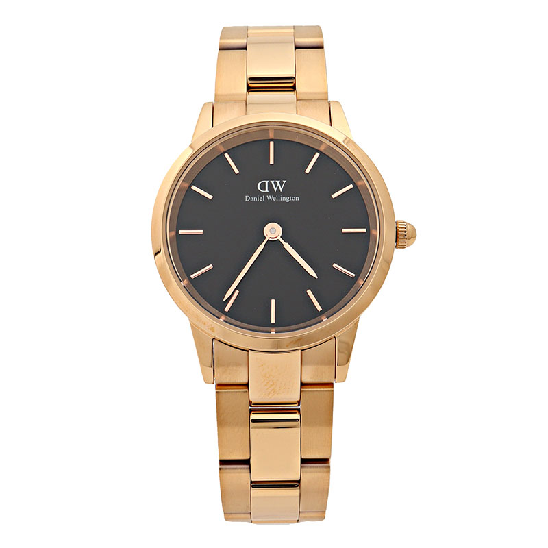 Daniel Wellington 腕時計　DW00100214　ダニエルウェリントン メンズ レディース 並行輸入品　 北欧　Iconic Link　28ｍｍ　ブラックフェイス　　ローズゴールドベルト　アナログ　スポーティ ビジネス　ユニセックス　記念日　プレゼント