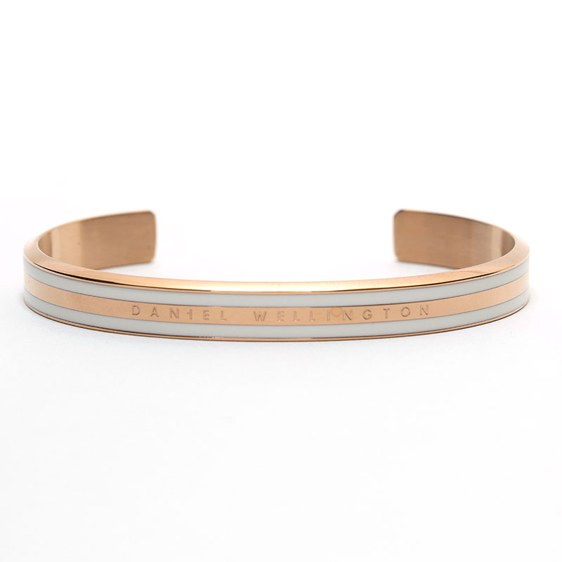 Daniel Wellington ブレスレット DW00400067 ダニエルウェリントン EMALIE SLIM BRACELET 166mm Mサイズ ローズゴールド サテンホワイト メンズ レディース バングル スポーティ ビジネス ユニセックス 記念日 プレゼント 並行輸入品|ラプラージュ 店