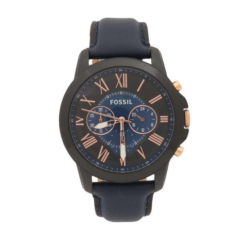 FOSSIL 腕時計　 FS5061　フォッシル　GRANT グラント　クロノグラフ クオーツ 44ｍｍ　ネイビーレザーベルト クオーツ 防水 カジュアル スポーティー　プレゼント 並行輸入品