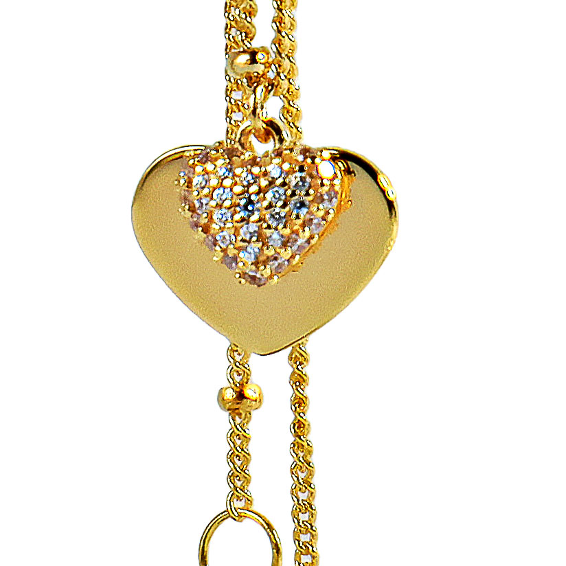 Michael Kors ブレスレット　MKC1118AN710　マイケルコース貴金属メッキ スターリングシルバー パヴェ ハート ブレスレット One Size イエローゴールド　プレゼント　記念日　ラグジュアリー　アニバーサリー　並行輸入品