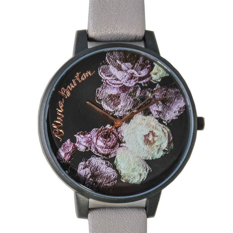 OLIVIA BURTON オリビアバートン　OB16AD11　 腕時計　BIG DIAL　38ｍｍ　ファインアート グレイライラック ローズゴールド ＆ マットブラック　レザーベルト　レディース平行輸入品　プレゼント　記念日　クォーツ 並行輸入品