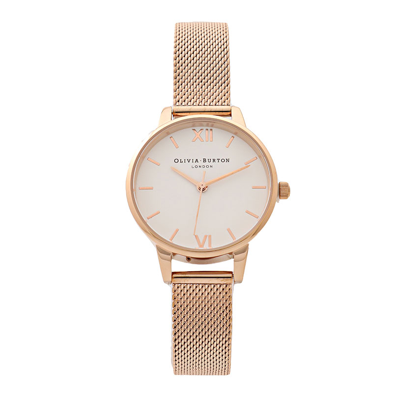 OLIVIA BURTON オリビアバートン OB16MDW01 腕時計　30mm 　ホワイトダイヤル メッシュ ミディ ローズゴールドメッシュ　レディース 並行輸入品　プレゼント　記念日　クォーツ