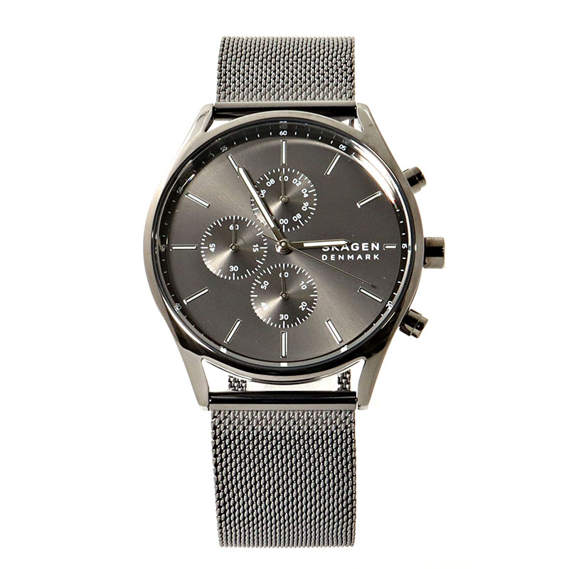 スカーゲン 腕時計 メンズ グレー シンプル HOLST クオーツ クロノグラフ ガンメタル メッシュベルト SKAGEN SKW6608 並行輸入品