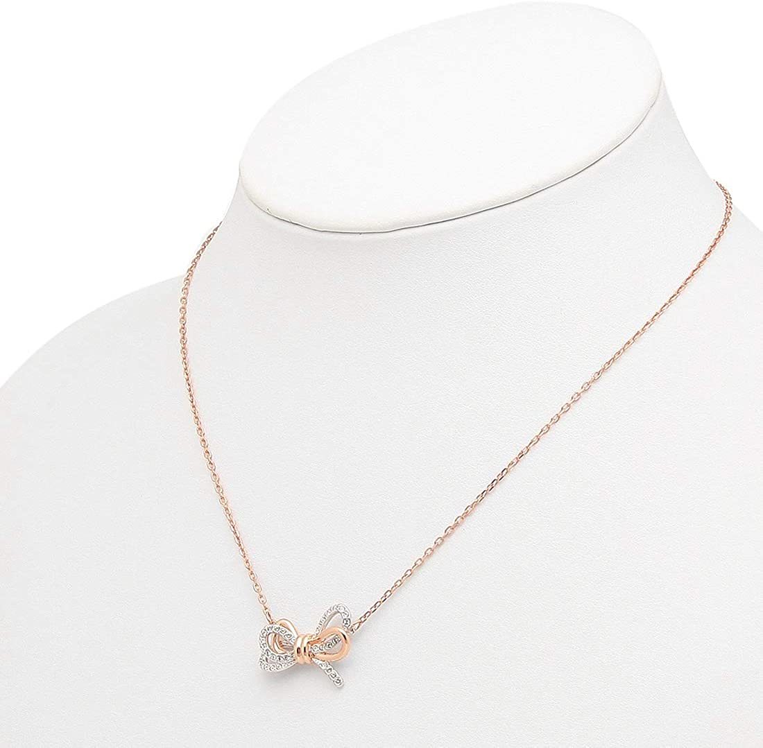 Special Set Swarovski スワロフスキー ネックレス ブレスレット Lifelong Bow クリスタル ネックレス ローズゴールド リボン バングル プレゼント ホワイト プレゼント 記念日 誕生日 アニバーサリー Rvcconst Com