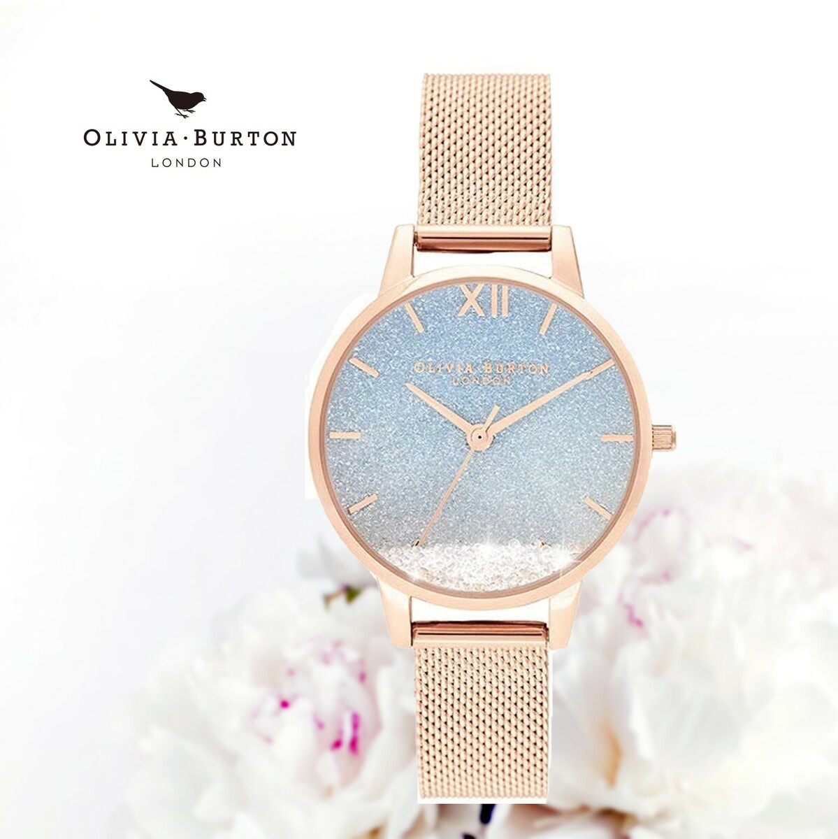 Olivia Burton オリビアバートン Ob16ex4 リストウオッチ アンダーザシー ウィッシング ウェイブ ばら色ゴールド メッシュ レディース 並行輸入自尊 捧呈 メモリ開催日 水晶 Earthkitchen Ph