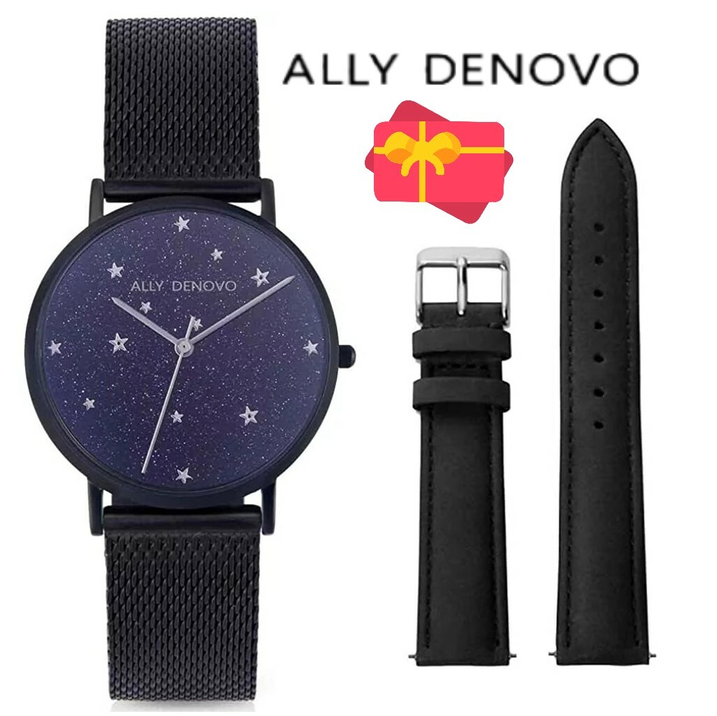 【ALLY DENOVO】 ウォッチ AF5017-2 アリーデノヴ STARRY NIGHT BOX 36粍 アベンチュリン・ブルーストーン Black / Black  メンズ レディース ウォッチ・プレゼント 並行輸入品 差し上げ物 不死化日