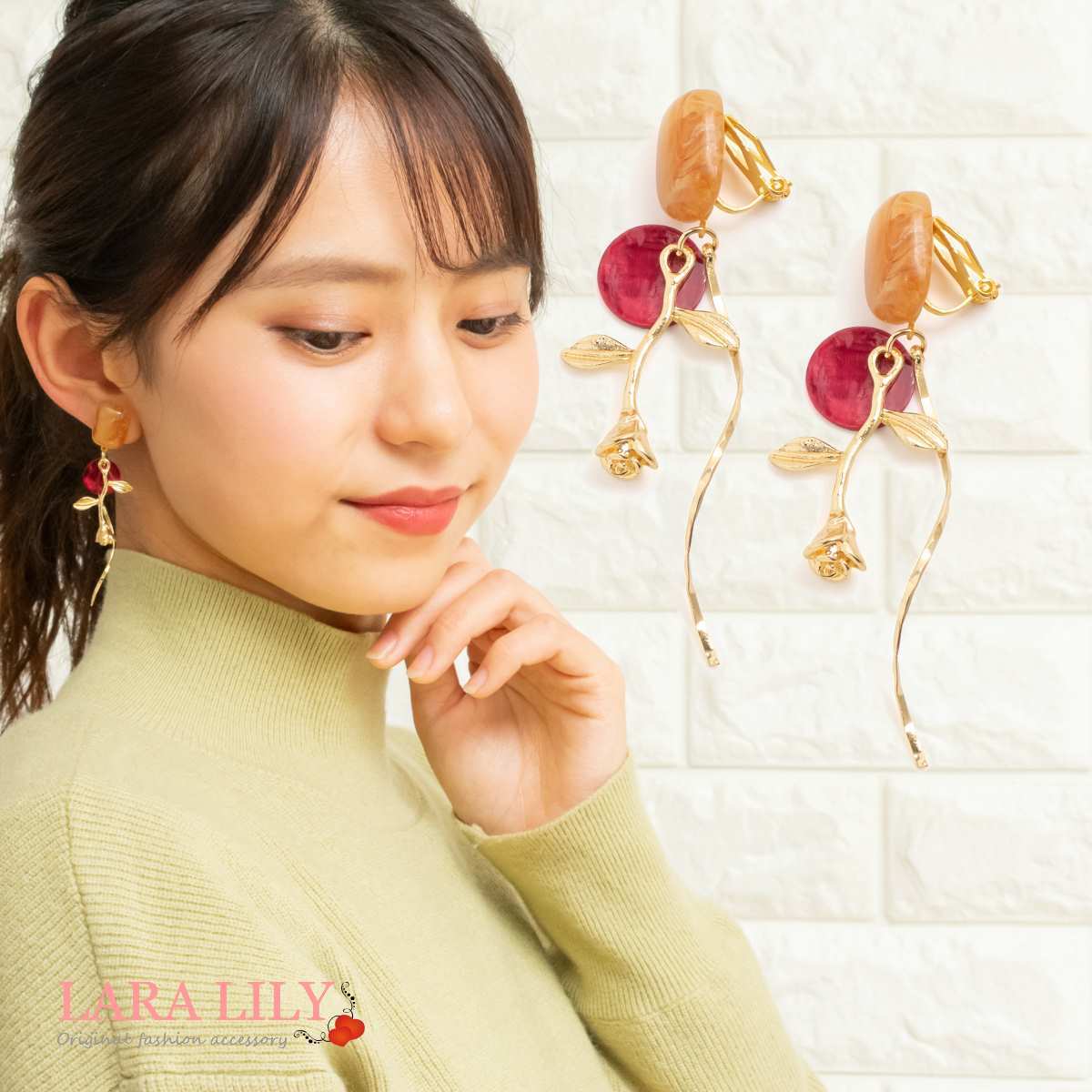 22新春福袋 大ぶりイヤリング ゴールド花カボション大ぶりイヤリング ピアス News Elegantsite Gr