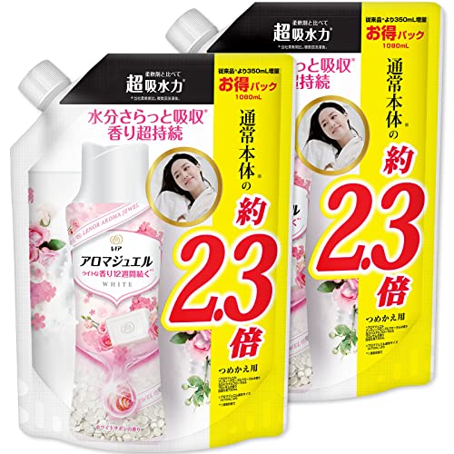 【マラソン最大46倍】まとめ買い レノア アロマジュエル 香り付け専用ビーズ ホワイトサボン 詰め替え 特大 1080mL × 2個