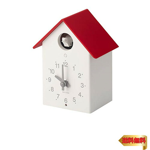 リズム(RHYTHM) 置き時計 掛け時計 兼用 ふいごカッコー R797 赤 18.5x14.6x10.7cm RHYTHM PLUS 4RH｜ラサンタ
