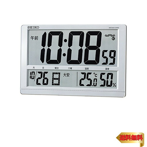 【マラソン最大46倍】セイコークロック(Seiko Clock) セイコー クロック 掛け時計 置き時計 兼用 電波 デジタル カレンダー 六曜 温度 湿度 表示 大