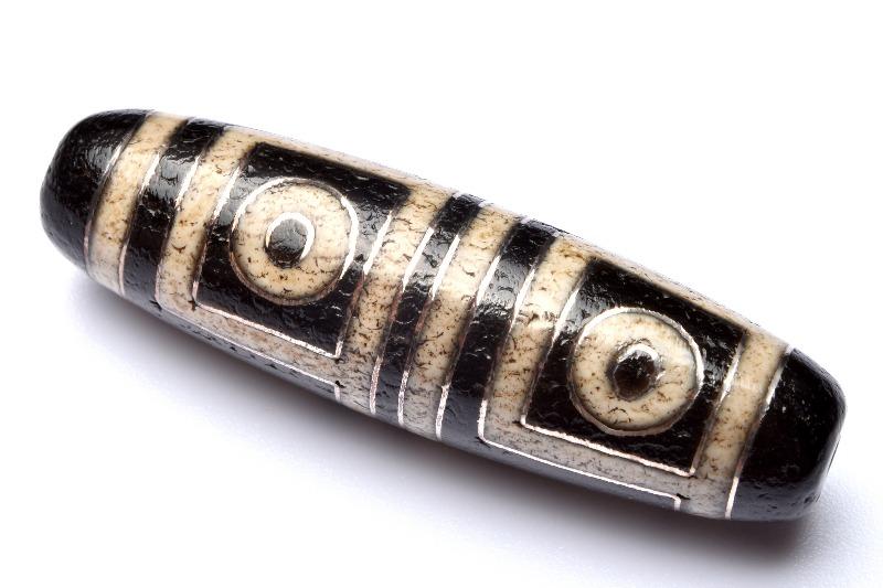 銀線天珠 四眼天珠　49x14mm　チベット御守り アクセサリー _PRG757 7,358円