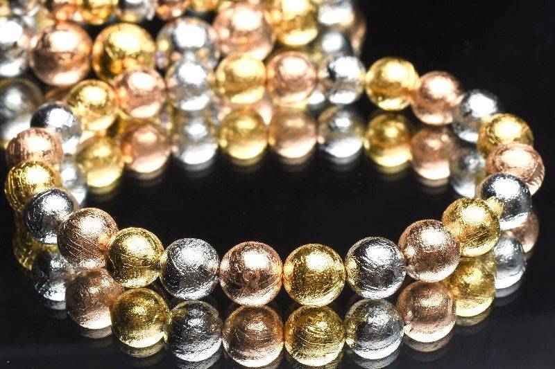 【20％OFF!】お買い得！メテオライト(アルタイ隕石)　6mm　MIXカラー 天然石 パワーストーン ブレスレット 1個売り アクセサリー _B1253-6