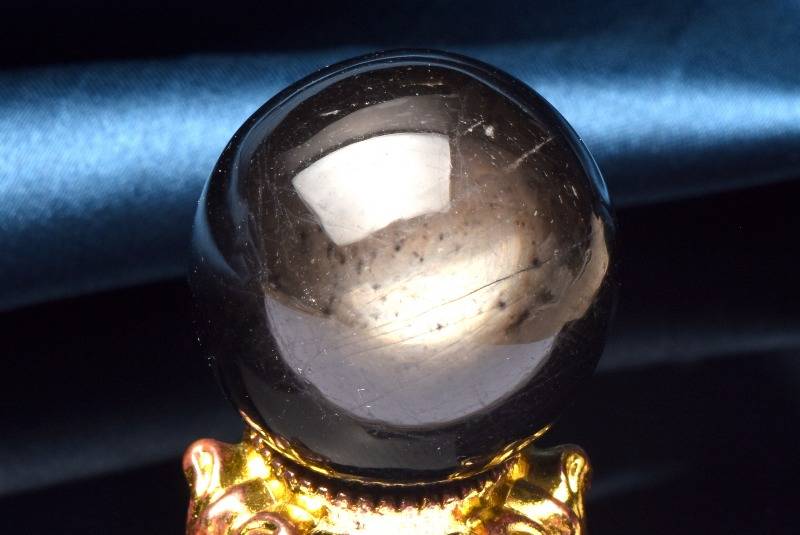 【1点物】金属シラー ブラックスターアクアマリン 25mm 丸玉(台座付き) 天然石 パワーストーン スフィア _CG4784【宅急便のみ】