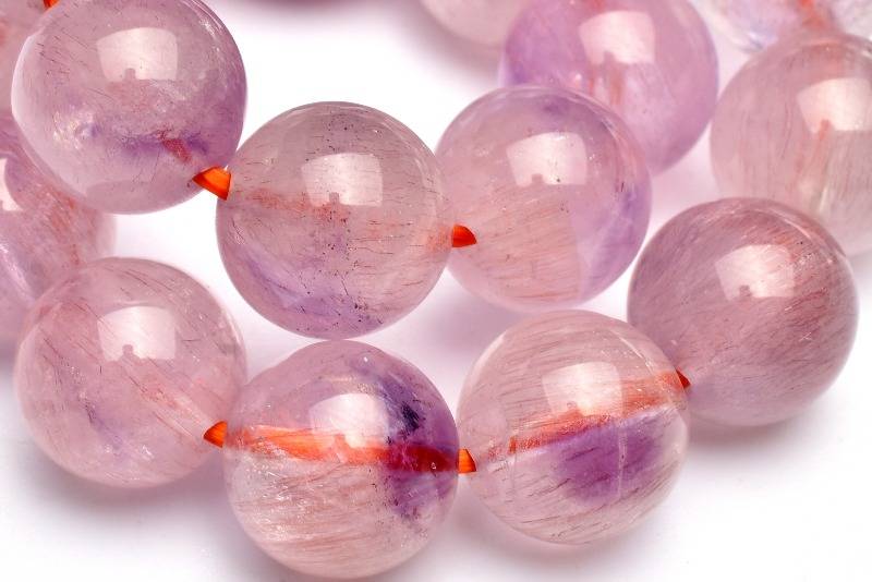 【20％OFF!】【１点物】高品質◇華やか ピンクスーパーセブンアメジスト　9.5mm ブレスレット アクセサリー _L3591 高品質アイテム