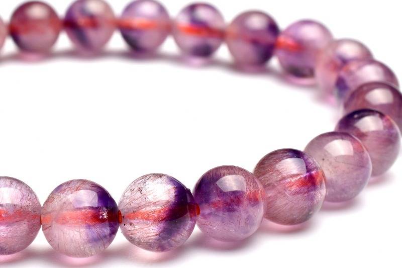 【１点物】AA+☆華やか ピンクスーパーセブンアメジスト　7mm ブレスレット アクセサリー _M4257 高品質アイテム