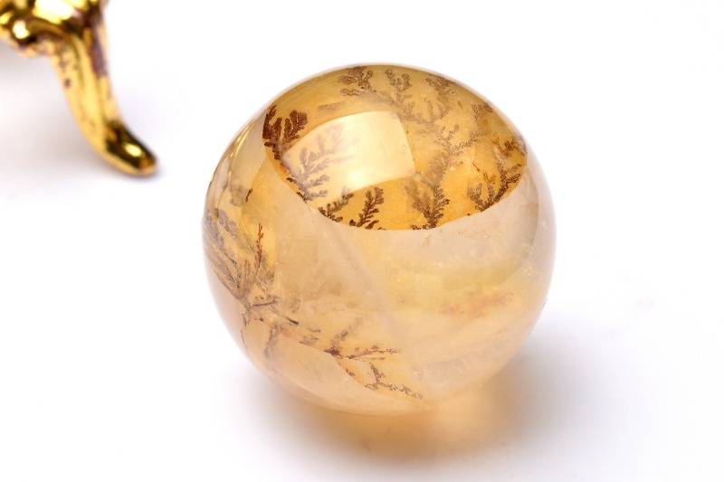 【1点物】天然の水彩画 デンドリティッククォーツ 22mm 丸玉(台座なし) スフィア ハンドメイド _PB9580