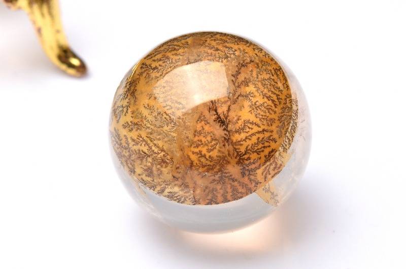 【１点物】天然の水彩画 デンドリティッククォーツ　22mm　丸玉(台座なし) スフィア ハンドメイド _PB9581