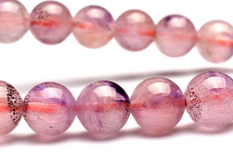 【１点物】AA☆上質 ピンクスーパーセブンアメジスト　7.5mm ブレスレット アクセサリー _M4596 高品質アイテム