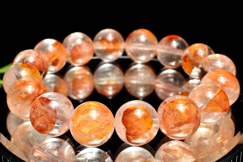 【１点物】高発色◇マダガスカル産 ヘマタイトインクォーツ　13mm ブレスレット アクセサリー _M8977