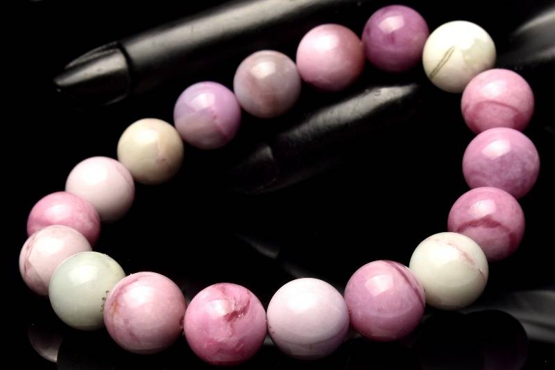 【１点物】希少まろやか質感◇杉石カラー MIXマイカ(レピドライト)　11mm ブレスレット アクセサリー _M9864
