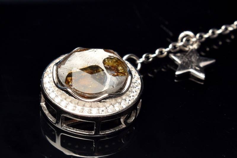Silver925◇希少 パラサイト隕石　10mm　ダビデの星 ペンダントトップ アクセサリー 1個売り _PRG2275